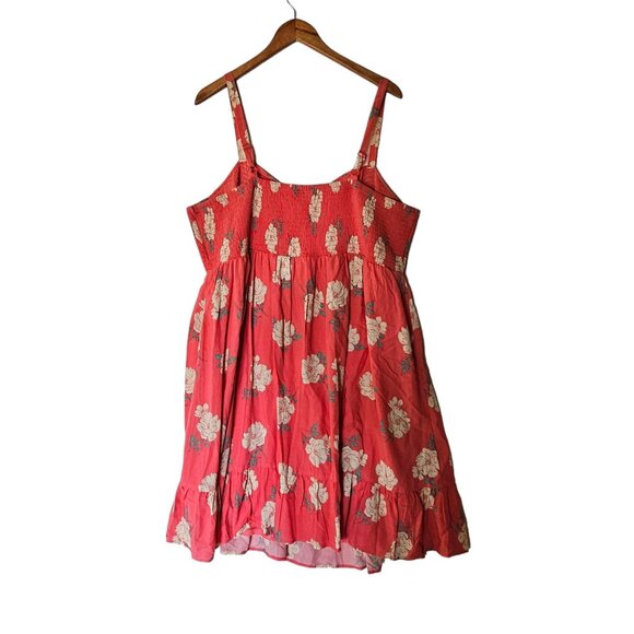 Torrid Coral Peach Floral Mini Challis Smocked Skater Dress Plus Size 4X - Picture 8 of 15